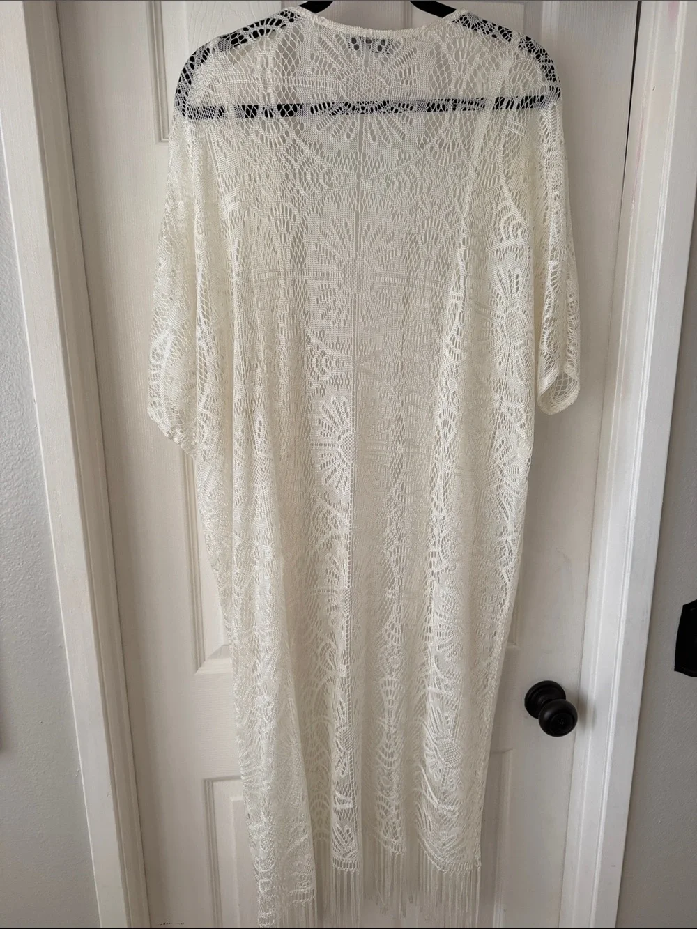 Women's Ivory Lace Fringe Kimono by